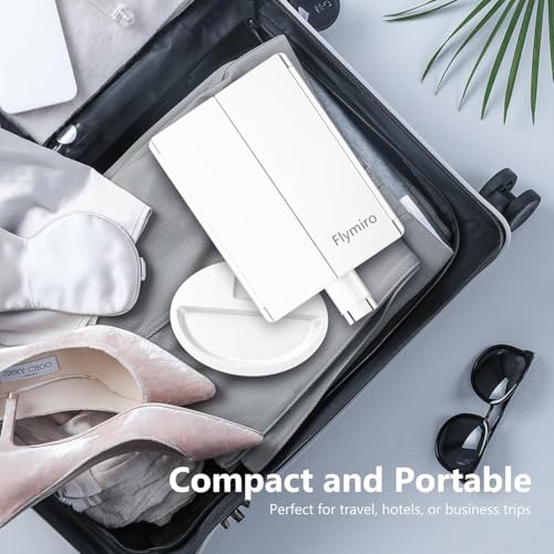 Flymiro Tri-fold Lighted Vanity Makeup Mirror with 3x/2x