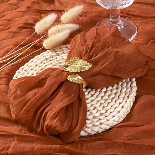 Socomi Terracotta 21x21 Inch Washable Cheesecloth Napkins Set of 24 for Wedding & Home Decor