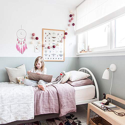 Handmade Pink Feather Dream Catcher Wall Hanging for Bedroom Nursery Decor