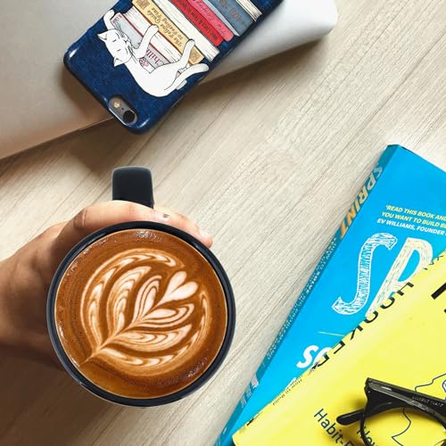 YINUOWEI Black 2-Pack 20oz Ceramic Coffee Mugs Set Large Tall with Handle