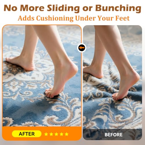 Non-Slip Area Rug Pad 8x10 Ft - Thick Felt Cushion for Hardwood Floors