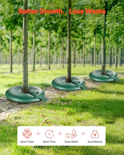 20 Gallon Slow Release Tree Watering Bags - 4 Pack Heavy Duty Drip Ring