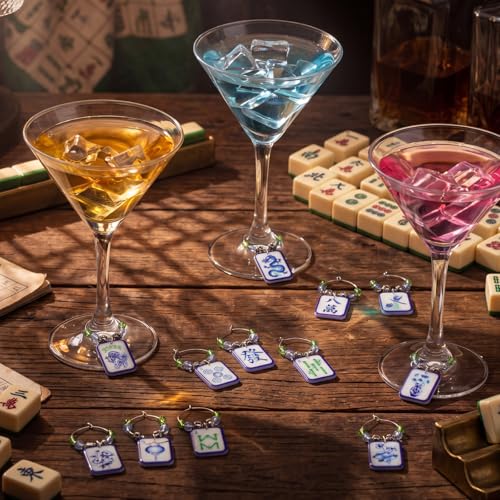 Novabright Chinese Style Mahjong Wine Charms Alloy Drink Markers for Parties