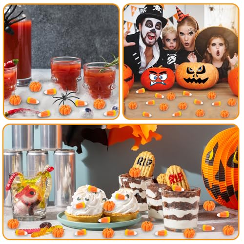 70-Piece Mini Resin Pumpkin and Candy Corn Halloween Table Scatter Decor