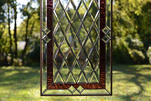 20x34 Handcrafted Stained Glass Window Panel with Beveled Glass & Copper Frame