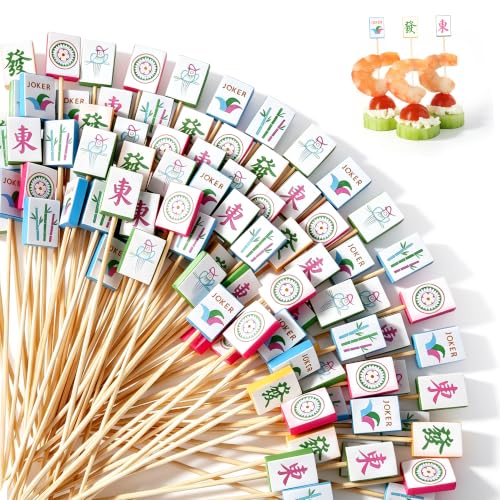 Aodaer Mahjong Cocktail Picks - 200 Bamboo Toothpicks for Appetizers & Drinks