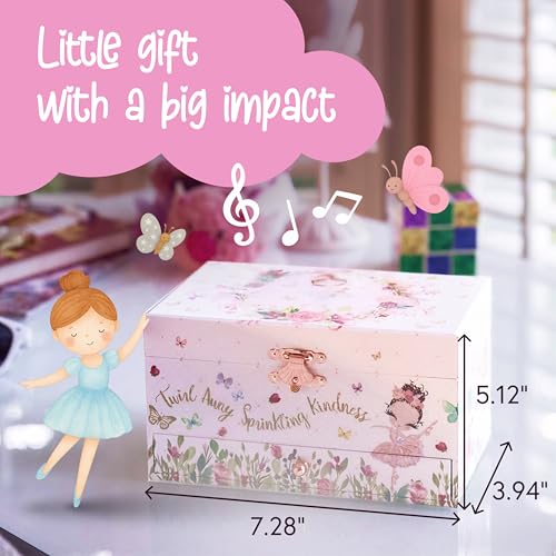 Ballerina Musical Jewelry Box with Spinning Figurine & Storage Organizer