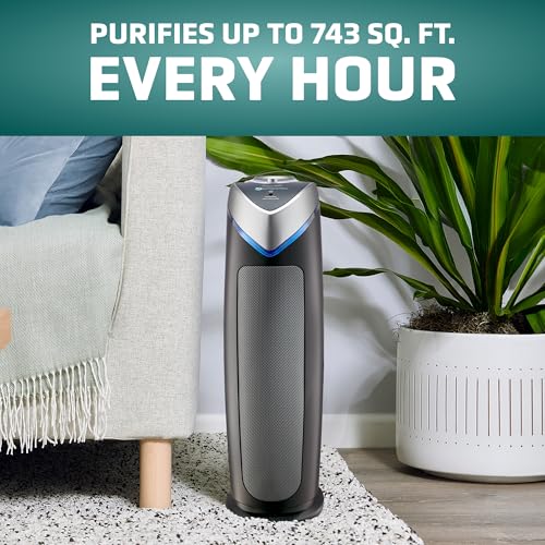 Tower HEPA Air Purifier for Large Rooms and Pets, 22-Inch Gray