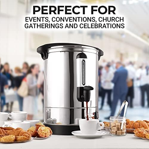 Zulay Kitchen 50-Cup Commercial Coffee Maker - Double-Wall Stainless Steel Percolator for Events & Catering - Silver