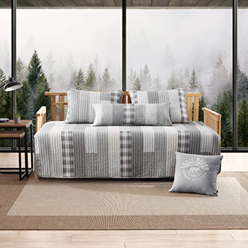 Eddie Bauer Daybed Set - 4 Piece Cotton Bedding with All Season Lodge Decor - Fairview Grey