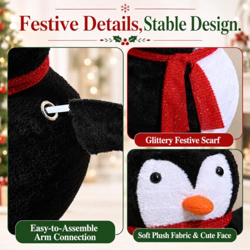 DTNESS 30in Pop-Up Christmas Penguin Decor with 45 Pre-lit LEDs & Timer - Outdoor Holiday Yard Display (Penguin Variant)