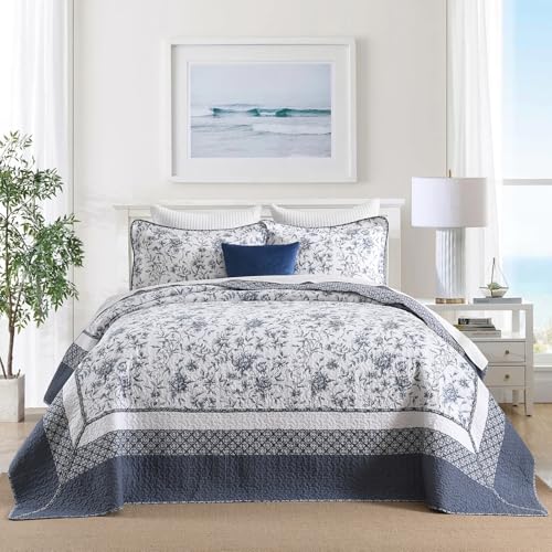 Oversized King Bedspread Set - 100% Cotton Floral Quilt with 2 Shams