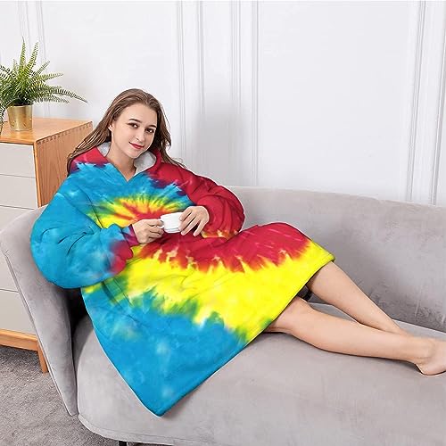 Touchbetter Reactive Rainbow Wearable Sherpa Blanket Hoodie - Oversized Cozy Hoodie Blanket
