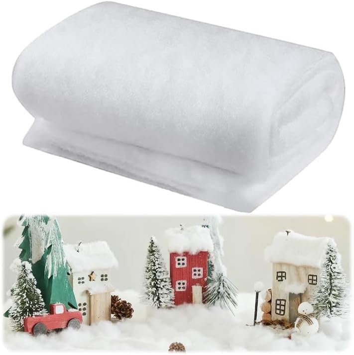 Skiennix Fake Snow Blanket - Thickened 3 x 8 Ft Christmas Decoration | Artificial Snow for Holiday Parties