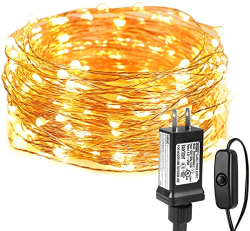 Warm White LED Fairy String Lights - 33ft 100 LED Waterproof Copper Wire