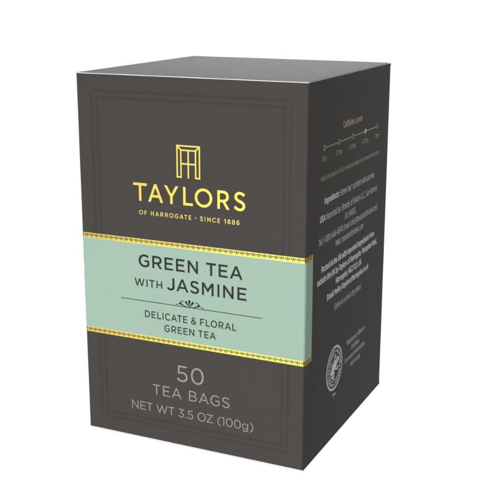 Taylors of Harrogate Green Tea - Jasmine Pillow Tea Bags, 50 Count | Delicate & Floral Flavor, Hot or Iced