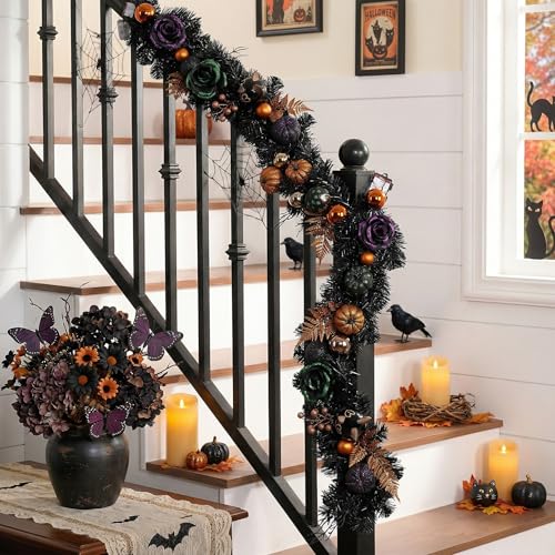 Valery Madelyn 6ft Halloween Pumpkin Garland with Lights - Fall Decor