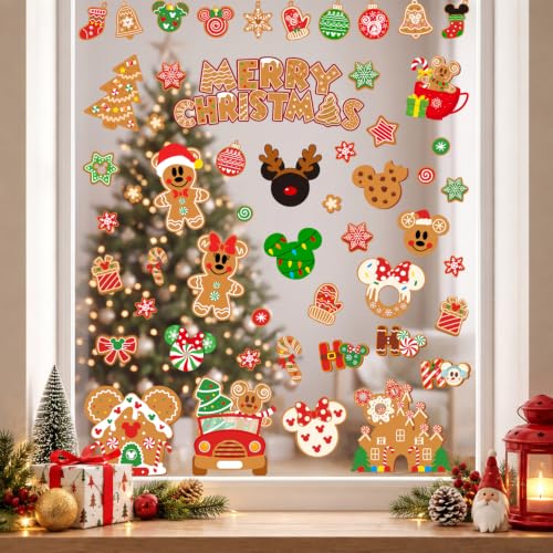 Gingerbread Window Clings 7 Sheets - Reusable Christmas Decor for Glass