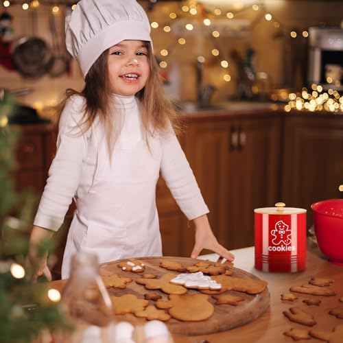 LEIFIDE Red Christmas Cookie Jar with Airtight Bamboo Lid 1.1 Gallon