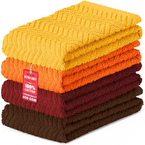100% Cotton Kitchen Towels 15x25 Inch - Absorbent Dishcloth Set of 4