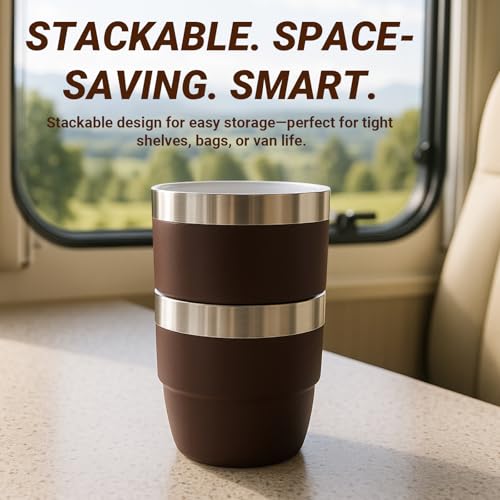 Cafezi Black 4 oz Espresso Cup with Ceramic Lining & Double-Wall Insulation