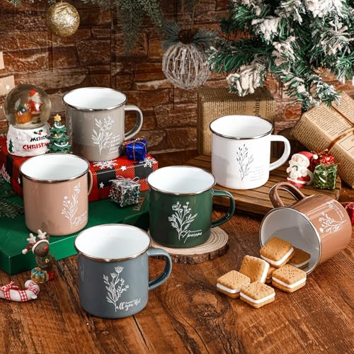 10 Pack 12oz Enamel Coffee Mugs - Employee Appreciation Gifts Bulk