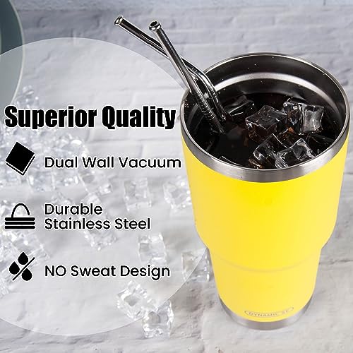 D·S 30oz Yellow Tumbler - Double Wall Vacuum Insulated Travel Mug