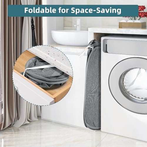 Collapsible Laundry Hamper, Large Foldable Mesh Basket with Reinforced Handles