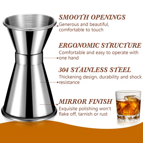Double Stainless Steel Jigger Set - 1 oz & 1.5 oz Bartending Measuring Cups