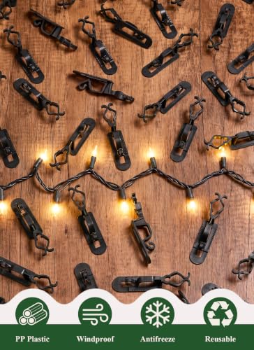Black Christmas Light Clips for C7 & C9 string lights, 100 Pack - Gutter & Shingle Mounting