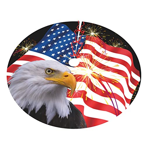 Ubouigr Bald Eagle American Flag Christmas Tree Skirt 36" (36 Inch) Thickened