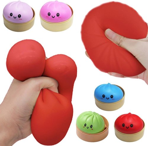 Dumpling Squishies - Giant Glitter Dumpling Box | Colorful Sensory Stress Relief Ball - Pink