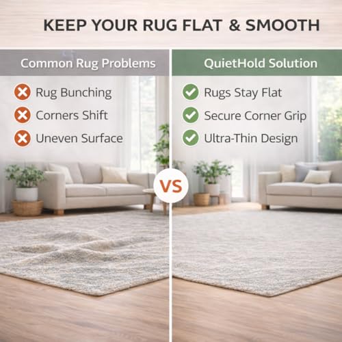 Non-Slip Rug Grippers for Hardwood Floors - 12 Pack Reusable Adhesive Pads