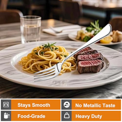 16-Piece Stainless Steel Dinner Fork Set, 8-Inch Mirror Polished Flatware