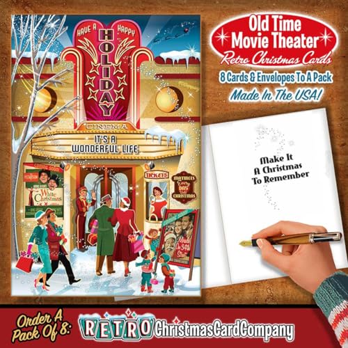 Retro Christmas Card Variety Pack - 8 Nostalgic Holiday Greeting Cards with Envelopes