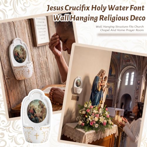 Holy Family Holy Water Font for Wall - Resin Religious Wall Decor