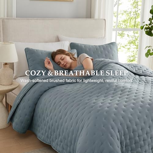 WDCOZY King Size Quilt Set - 3-Piece Lightweight Bedspread Coverlet