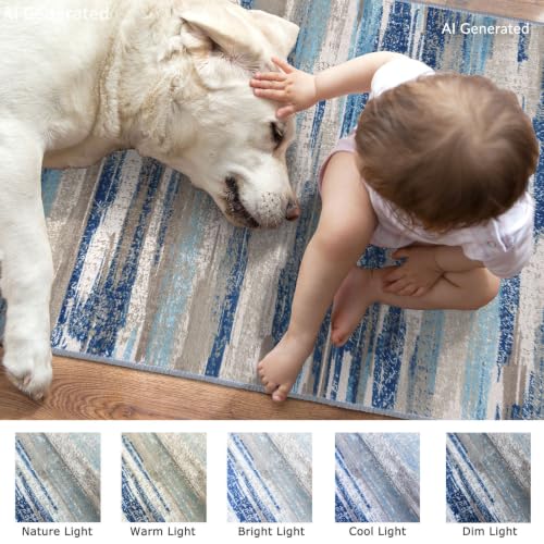 2x6 Washable Runner Rug, Non-Slip Abstract Hallway Carpet for Kitchen