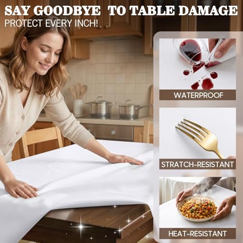 Heavy Duty Waterproof Vinyl Table Protector with Flannel Backing 72x54