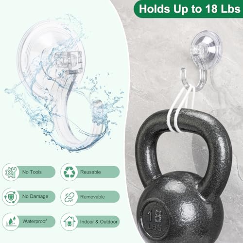 Heavy-Duty Suction Cup Wreath Hooks for Front Door & Windows - 4 Pack