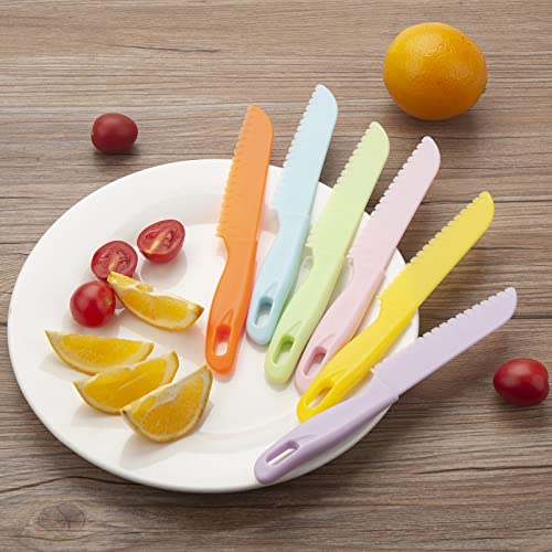 6-Piece Plastic Kitchen Knife Set Safe Serrated Edges for Kids Cooking