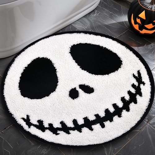 Halloween Nightmare Jack and Sally Bathroom Rugs Set Non-Slip Microfiber Mat Indoor Floor Decor