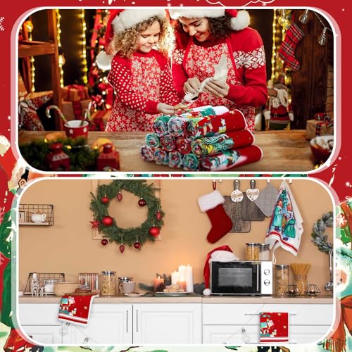 FuWeave 12 Pack Christmas Kitchen Towels - Holiday Dish Towels for Kitchen & Housewarming Gift