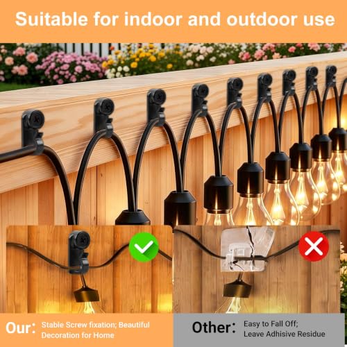 50 Pack Outdoor String Light Hooks, Weatherproof Screw-In Hanger Clips