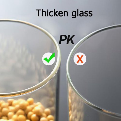 CZZGSM 8 Pack Glass Jar with Airtight Bamboo Lid and White 132 Kichen Pantry Labels Preprinted - 21 Oz Clear Round Glass Food Storage Containers set For Tea Coffee Sugar Spice