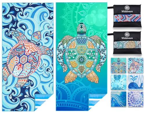 Extra Large Microfiber Beach Towels, 2-Pack Sand-Free Quick-Dry Travel Towel
