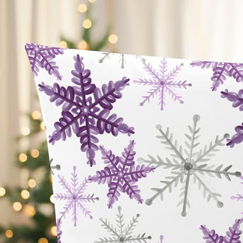 CaliTime 18 x 18 Purple Grey Christmas Decorative Throw Pillow Covers (Pack of 2)