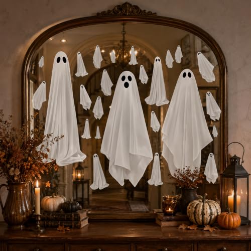 Large Ghost Window Clings - Reusable Halloween Decor - 35.5"