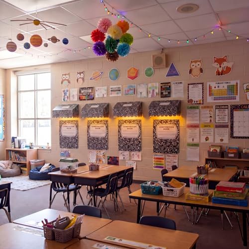 Classroom Bulletin Board Awning Decor Kit with Warm LED Lights, 12-Piece Set