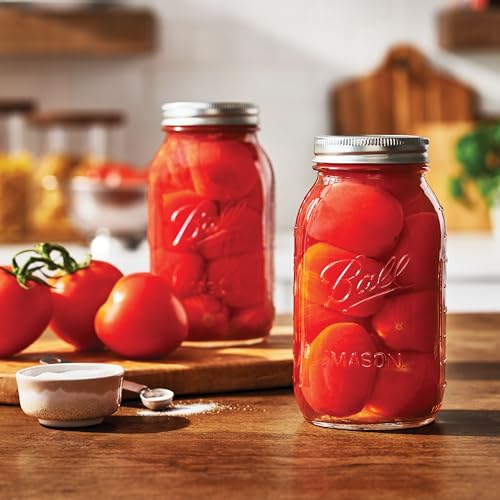 Clear Glass Regular Mouth Mason Jars with Lids & Bands - 32 oz (2 Pack)